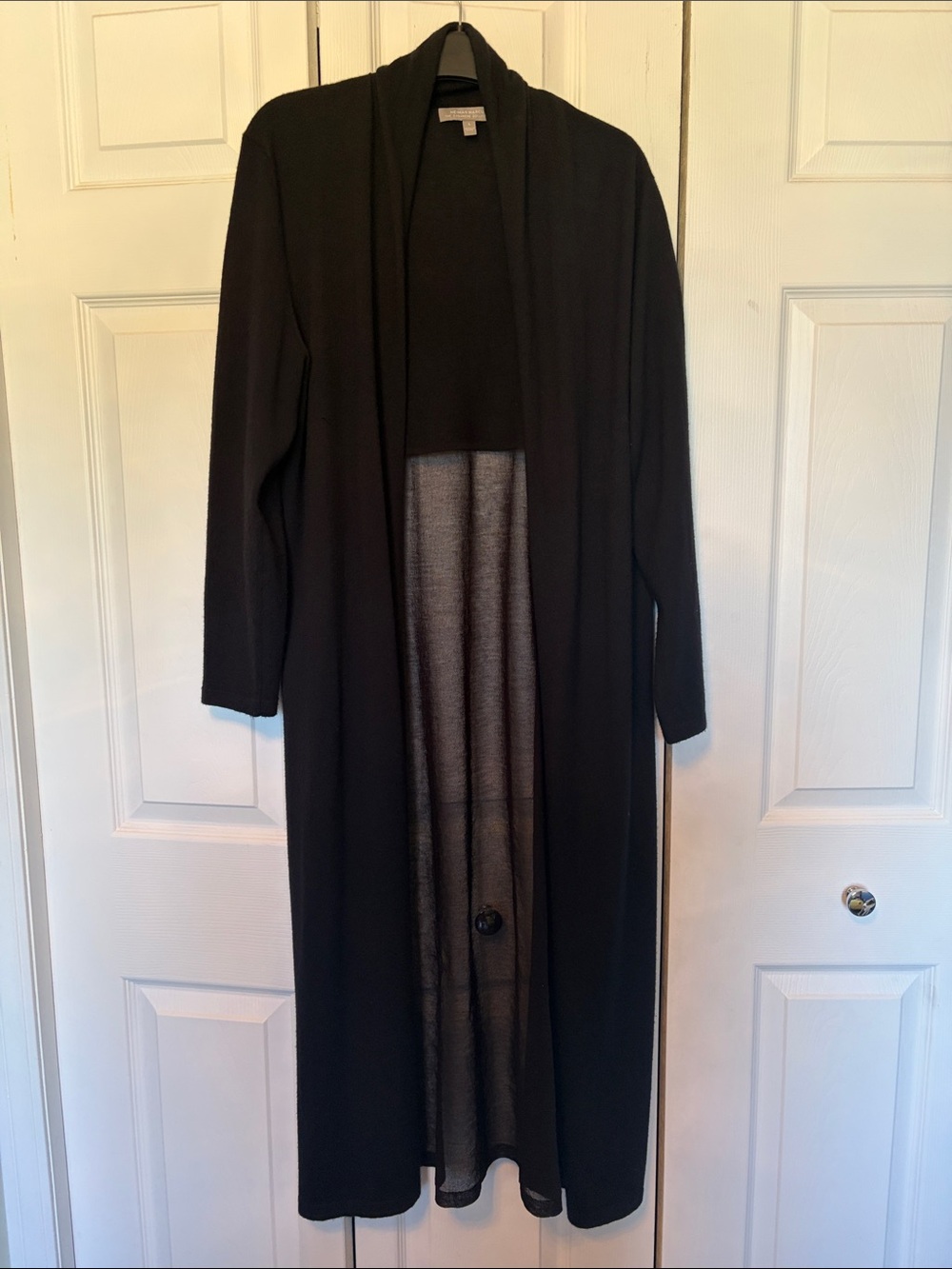 Neiman Marcus Black 100% Cashmere blend Long Open-Front Cardigan L